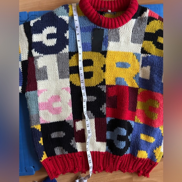 R13 Multicolor Very  Oversized Chunky Intarsia Sweater - Picture 11 of 14